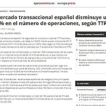 El mercado transaccional espaol disminuye un 9,69% en el nmero de operaciones, segn TTR